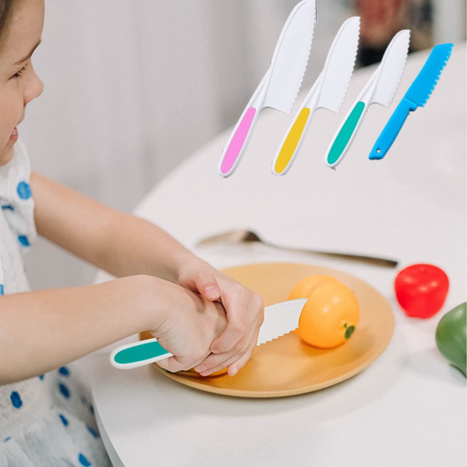 16pcs Montessori Kitchen Tools for Toddlers, Serrated Edges Wooden Kids  Knife Set for Real Cooking with Fruit Vegetable Cutting Board, Gloves,  Potato