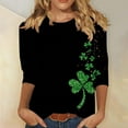 thumbnail image 6 of Ounisa St. Patrick's Day Sweatshirt for Womens Clover Graphic T-Shirts Patty's Day Color 3/4 Sleeve Tee Tops, 6 of 6
