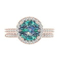 thumbnail image 2 of Clara Pucci 18K Rose Gold Round Cut 2Ct Synthetic Blue Moissanite Engagement Ring + Matching Band - Luxury Box Included, 2 of 7