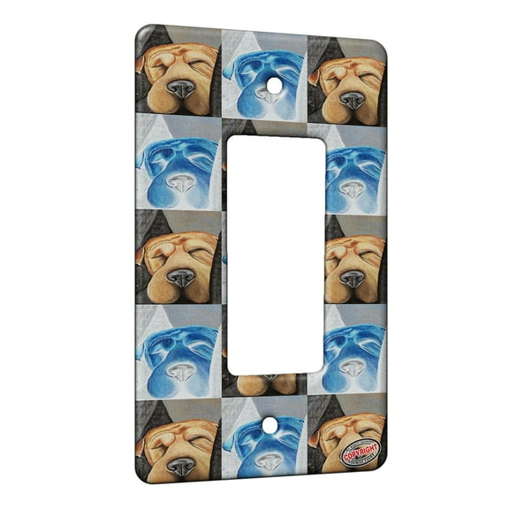 KuzmarK™ 1 Gang Rocker Wall Plate - Chinese Shar Pei Dog as My Co Pilot Dog Pattern Art by Denise Every