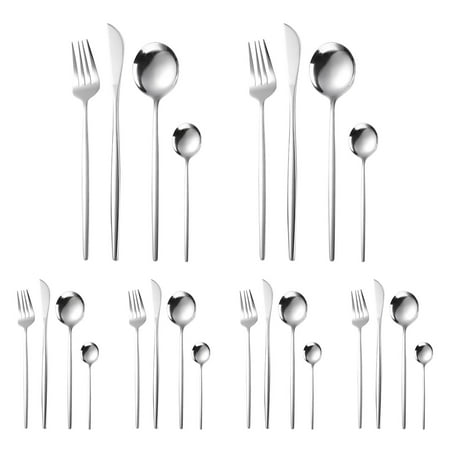

AIEOTT 24 Piece Stainless Steel Cutlery Set For 6 People Including Spoon Knife And Fork Polish