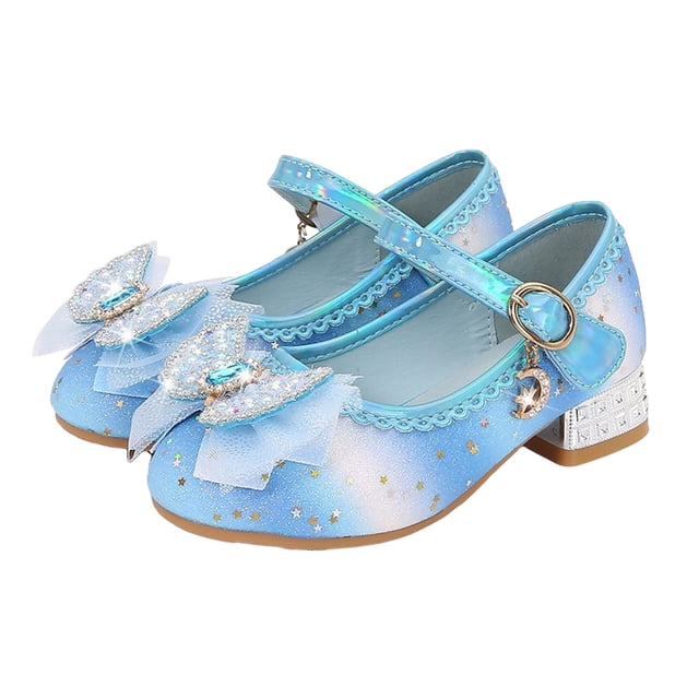 Xuewenshw Girls Sandals Closed Toe Heels Wedding Party Shoes Sequins Bow For Toddler Barefoot Ride