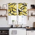 thumbnail image 2 of 2 Panels Kitchen Tier Curtains 39 Inch Length, Yellow Geometric Grommets Window Treatment Curtain, Farmhouse Abstract Black White Striped Thermal Curtains Drapes for Living Room/Bathroom, 2 of 9