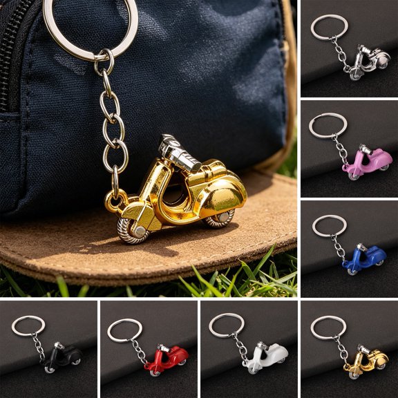 SmartBy Keychain Pendant Motorcycle Charm Zinc Alloy Key Chain with Chain Buckle Retro Electric Donkey Scooter Design Key Holder