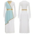 thumbnail image 2 of iiniim Girls Long Sleeve Liturgical Praise Gown Color Block Lyrical Dance Dress Festivals Light Blue 6, 2 of 7