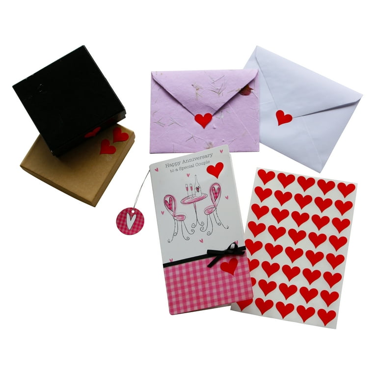 Royal Green Red Heart Sticker Envelopes Seal - Decorative Labels for Stationery