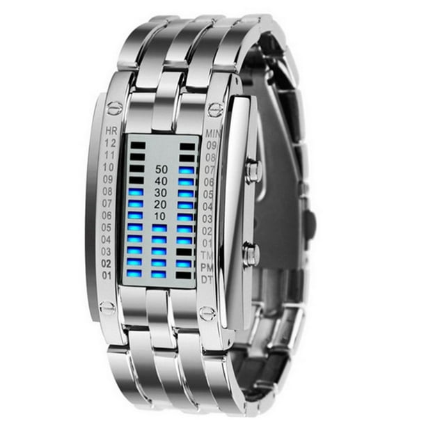 Iron Face Knight Binary Led Watch Two Vertical Row Double Row Light Watch Lava Electronic Watch