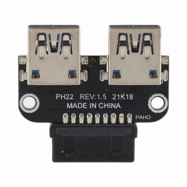 Adaptador de 20 Pines a Doble USB3.0 Convertidor Placa Base de Escritorio 19 Pines / 20P Encabezado a 2 Puertos USB a Conector Hembra, PH22