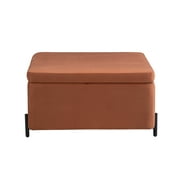 Studio Living Kingston Modern Large Storage Ottoman, Rust Velvet Fabric