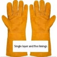 thumbnail image 2 of Cowhide welding gloves anti-scalding wear-resistant soft leather welder special labor protection construction site durable protective thickened work gloves, 2 of 5