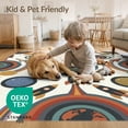 thumbnail image 4 of ODIKA 6'x9' Washable Area Rug Educational Motifs Border Cartoon Rocket Constellation Plane Playful Expressive for Queen Size Bedroom, Under Bed, Master Suite, Easy Care, Non-Shedding, 4 of 7