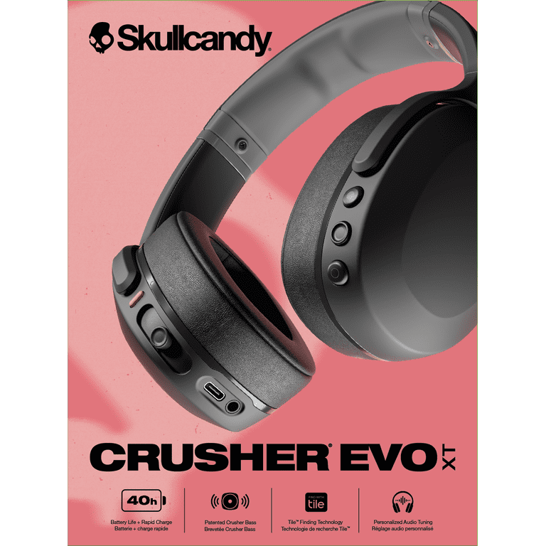 Skullcandy Crusher Evo XT Wireless Bluetooth Over Ear Headphones with Feel Bass Technology Black Walmart