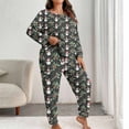 thumbnail image 2 of REORIAFEE Pajamas for Women Set Pants Christmas 2 Piece Plus Size Loungewear Long Sleeve Top and Jogger Snowflake Soft Sleepwear Green XL-5XL, 2 of 6