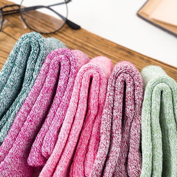 HOMOBABE 5 Pairs Women's Mid-Calf Cotton Socks Comfortable Warm Elastic Casual Daily Wear Socks