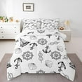 thumbnail image 2 of Erosebridal Nautical Anchor Bedding King Comforter Set, Rudder Seashell Down Comforter, Ocean Theme Decor, Ultra Soft 3pcs, 2 of 8