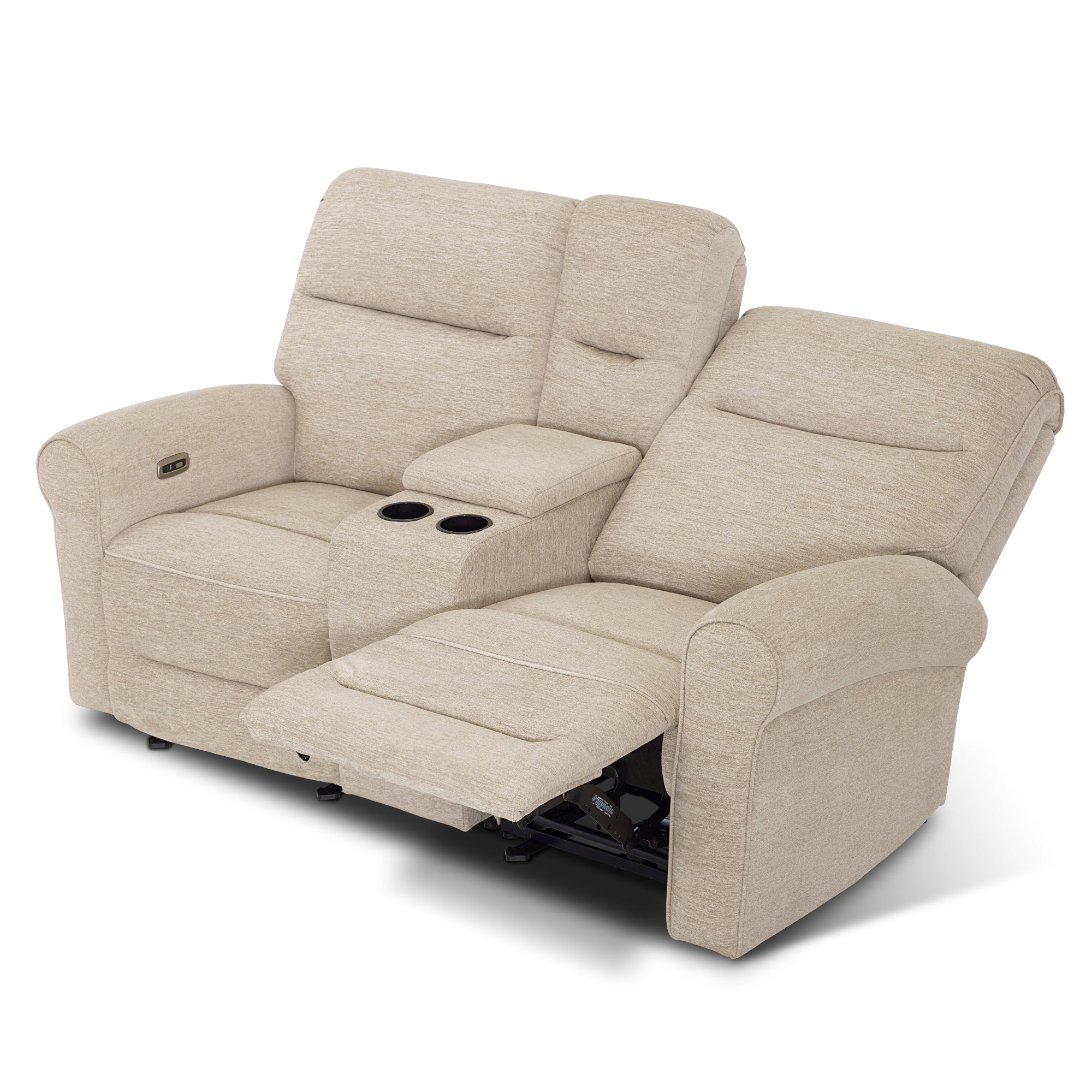 MCombo 78.3" Wall Hugger Power Loveseat Recliner Sofa with Console, Reclining Loveseat with USB Ports, Cup Holders, for Small Spaces Living Room RV, Fabric PR635M2 (Beige)