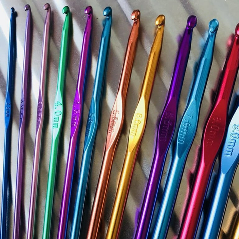 Jangslng 8pcs Multicolor Aluminum Crochet Hooks Knitting Needles Craft Yarn 2-5.5mm, Beige