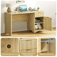 thumbnail image 6 of Bestier 47" Computer Desk with Drawer, Modern Home Office Desk with Storage Cabinet, Fluted PC Study Writing Desk for Small Spaces, Oak, 6 of 12