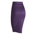 thumbnail image 2 of Made by Johnny Women's Elastic Waist Stretch Bodycon Midi Pencil Skirt Below Knee M EGGPLANT, 2 of 6
