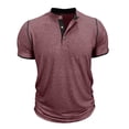 thumbnail image 3 of Mens Shirts Short Sleeve Casual,Mens Henley Shirts Short Sleeve Casual Basic Cotton Tee Summer Fashion Button T Shirts, 3 of 5