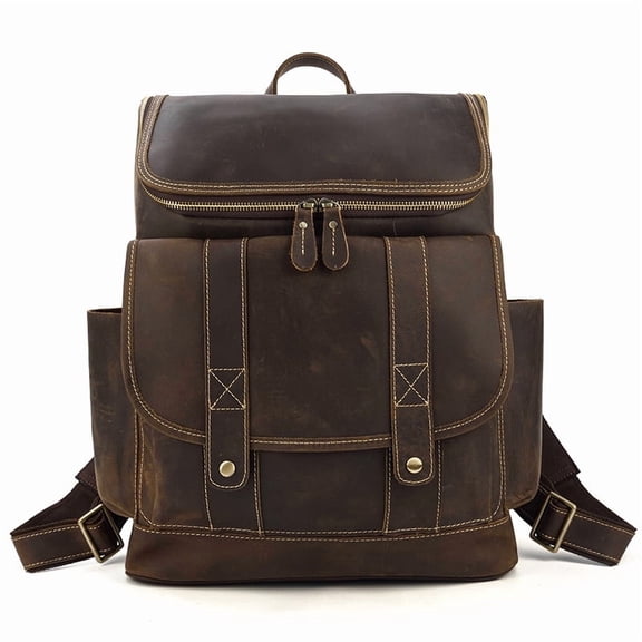 Men's leather backpack,Brown