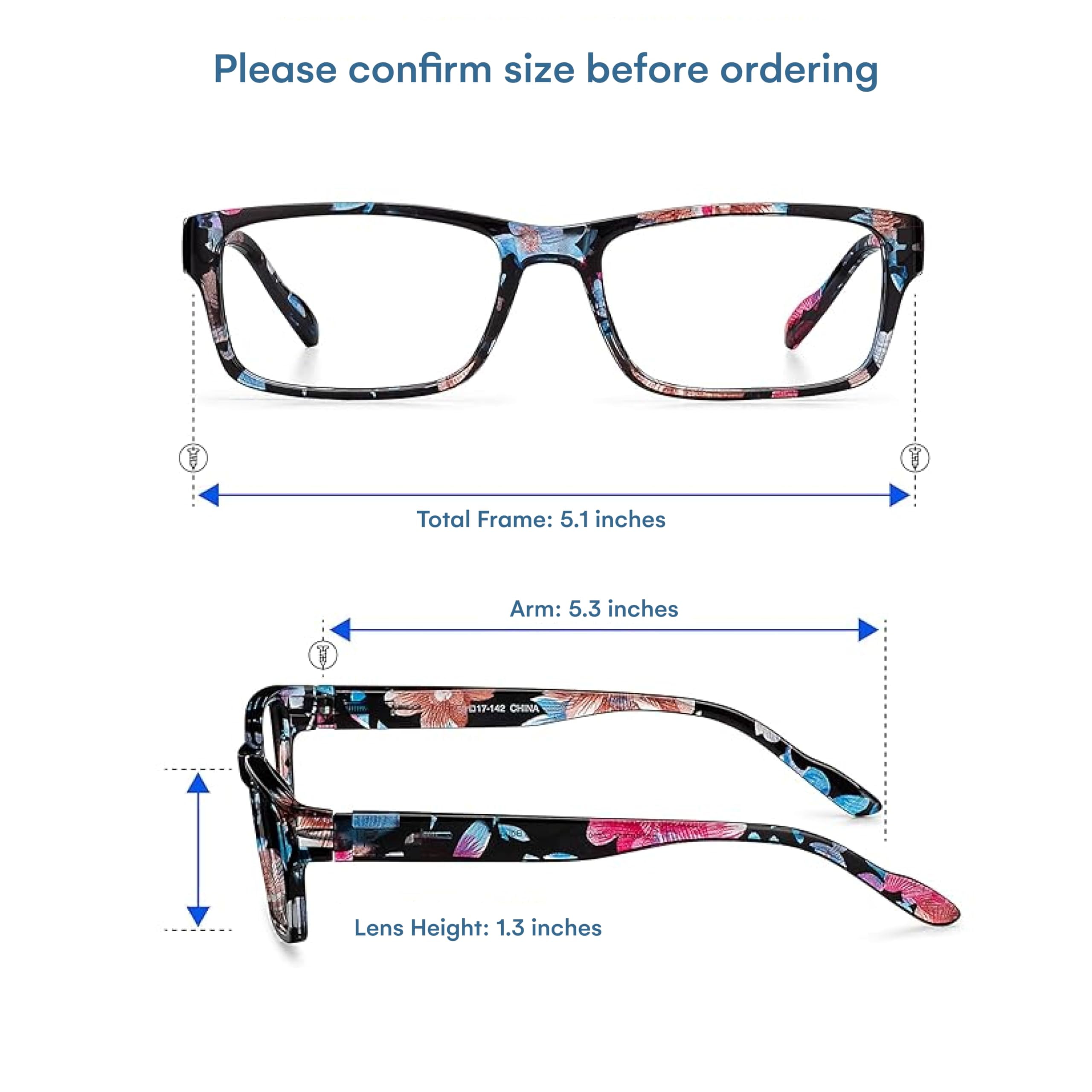 Readerest Blue Light Blocking Reading Glasses Floral 000 Magnification