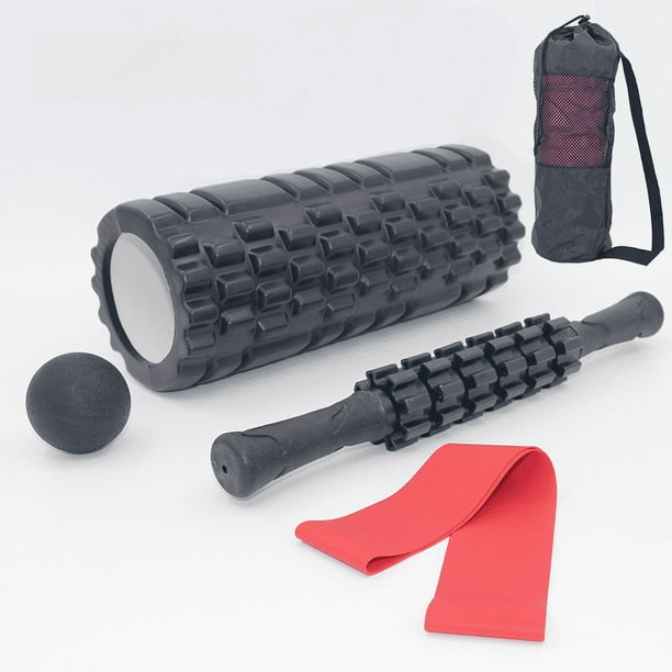 Barra de masaje de pilar de yoga con forma de pincho clásica de 33 cm, juego de pelota de fascia, eje de espuma hueco, eje de yoga para Pilates