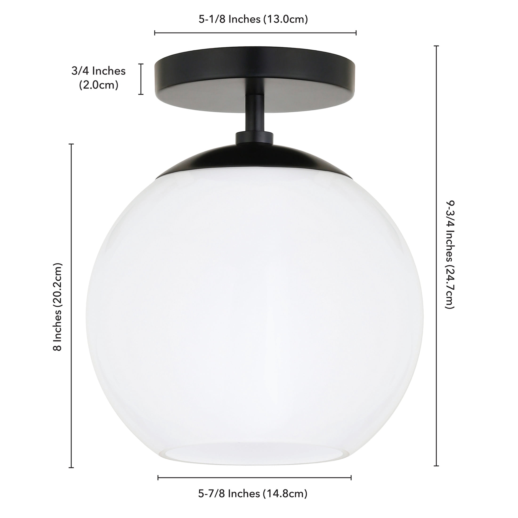 Evelyn&Zoe 9" Matte Black Metal/Glass Semi Flush Mount