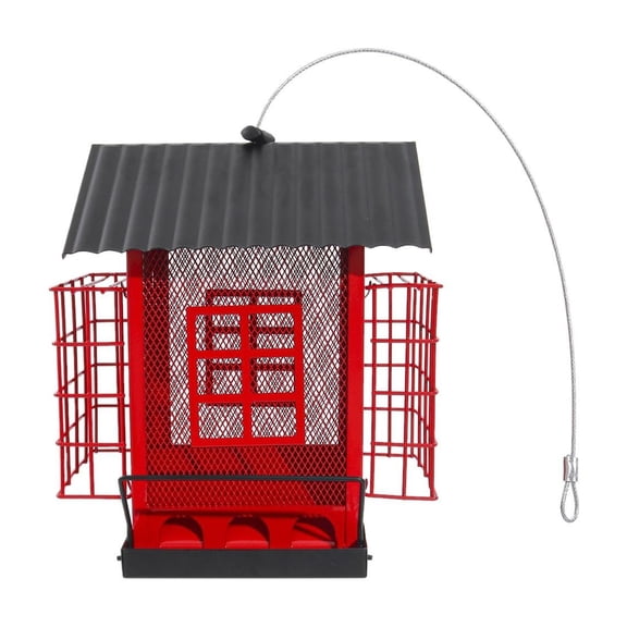 WMGHA Bird Feeders for Outdoors Hanging,Metal Bird Feeder with Double Suet Cage Cake,Large Capacity, Birdfeeders Sturdy & Weatherproof,Easy to Clean & Refill,Ideal Birdfeeders Outside Hanging