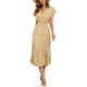 thumbnail image 4 of SAYOO - Vestido de gasa de manga corta para mujer, informal, con flores, cuello en V, cintura alta, línea A, de longitud media SAYOO Moda, 4 of 9