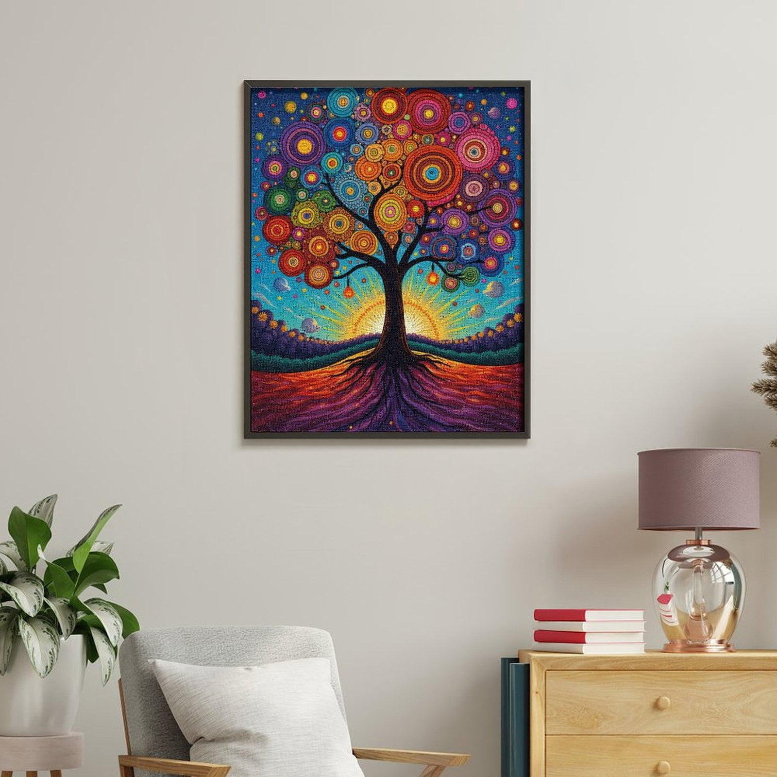 Paint by Numbers Kit for Adults, Vibrant Abstract Tree Sunset Sky Paint by Numbers, Easy Paint by Numbers Kit for Adults Beginner, DIY Adult Paint by Number Kits on Canvas, 12x16in Home Decor