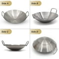 thumbnail image 3 of Stainless Steel Wok 10 Inch/ 26cm, Round Bottom Dual- Handled Heavy Wok, Traditional Canton Style Frying Pan Multi- Cooking Wok Stir Fry Pan for Kitchen Restaurant Home (Small), 3 of 7