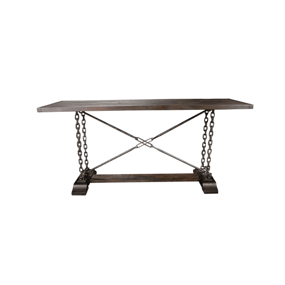 BingLTD - Derby Table 30" Coffee Bean Rustic Hardwood with Industrial Chains (MNS-413-Coffee Bean)