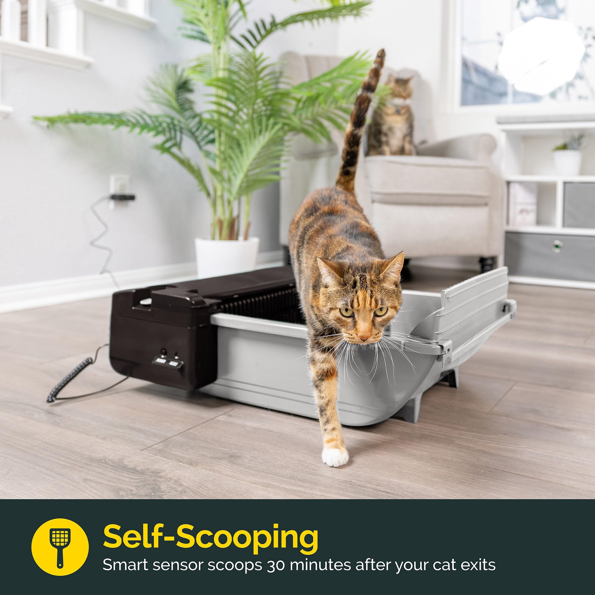 Self Cleaning Semi Automatic Cat Litter Box - Smart Scoop With 18 Bags & Carbon Filter For Up To Two Cats 6-16 Pounds