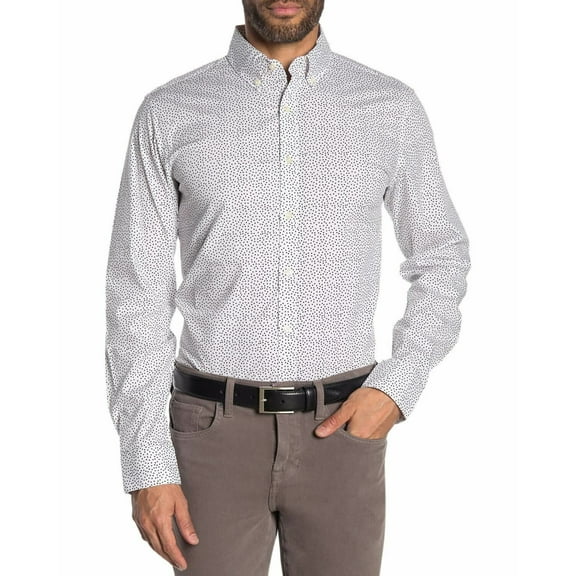 Michael Kors Mens Dylan Dot Print Slim Fit Shirt XX-Large Black