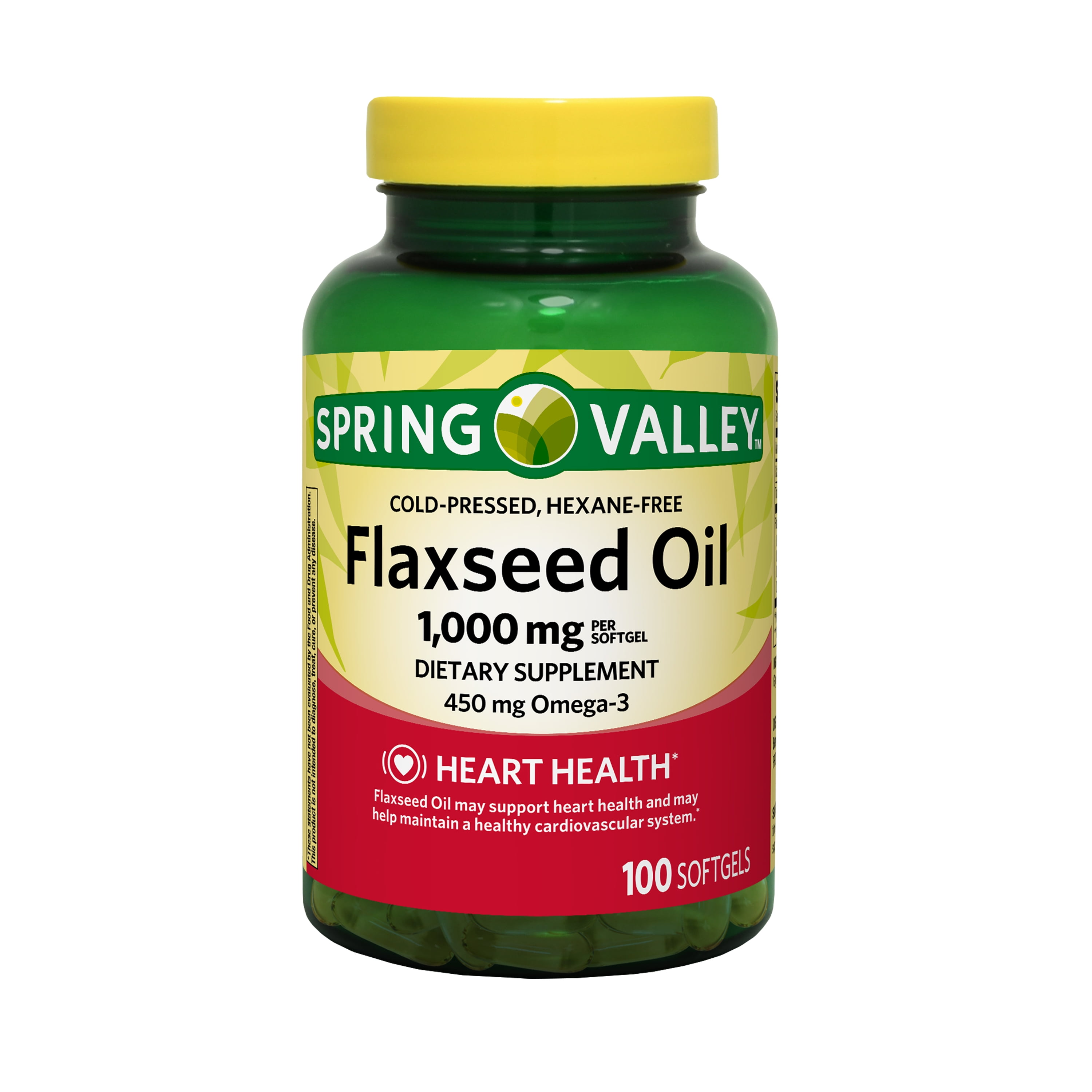Spring Valley Flaxseed Oil, 1,000 mg Softgels, 100 Count