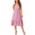 thumbnail image 1 of VESTIDO DE VERANO BOHEMIO PARA MUJER INSPIRE CHIC, ESCOTE EN V, ESTAMPADO FLORAL, MIDI, CASUAL, ROSA L, 1 of 5