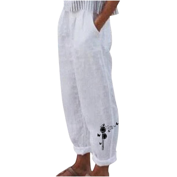 Gibobby Pantalones Mujer Verano Pantalones recortados para mujer Oficina Mujer Pantalones capri con bolsillos Pierna ancha Casual Pantalón Capris livianos