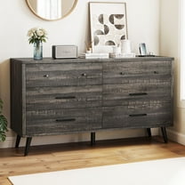 DEXTRUS 6-Drawer Double Dresser with Anti-Tipping, Wood Chest of Drawer Storage Cabinet, Dark Oak
