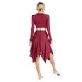 thumbnail image 2 of Zaldita Praise Dance Wear For Women Color Block Long Sleeve Liturgical Worship Dancewear Burgundy L, 2 of 7