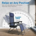 thumbnail image 6 of YANG2 Infinity Zero Gravity Chair, Outdoor Lounge Patio Chairs with Pillow and Utility Tray Adjustable Folding Recliner for Deck,Patio,Beach,Yard Pack 2 (Blue), 6 of 9