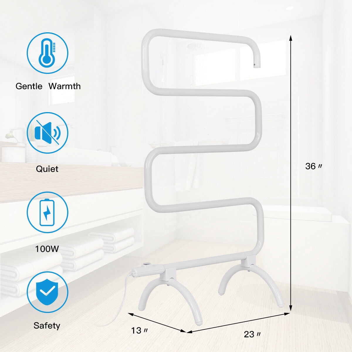 Costway 100W Electric Towel Warmer Drying Rack Freestanding and Wall  Mounted White - Walmart.com
