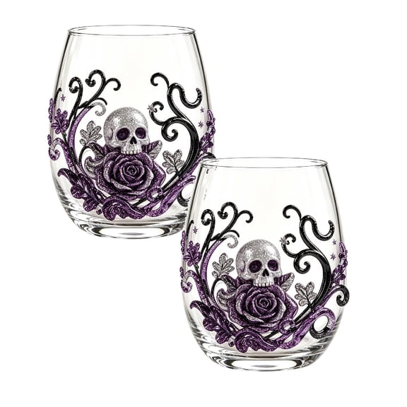 2Pcs Halloween Decorations Halloween Stemless Glasses Drinking Glasses 15Oz Pattern Tumbler Cups Pumpkin Printed Flat Glass Halloween Drinkware For Party Fall Glass&Bottle 2026