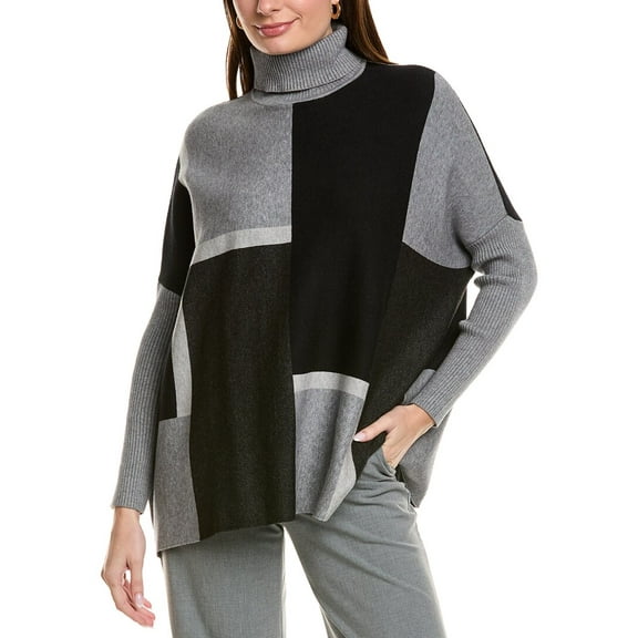 Joseph A. womens Printed Turtleneck Sweater, m, Grey