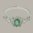 thumbnail image 6 of LBG British Made 10k White Gold Natural Emerald & Opal Womens Trilogy Ring - 33 size options - Size 11.75, 6 of 8