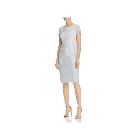 Adrianna Papell Womens Sequined Knee-Length Cocktail Dress