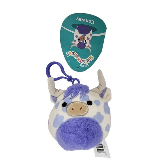 Squishmallows 3.5 Inch Conway the Spotted Highland Cow Clip On Plush Stuffed Toy
