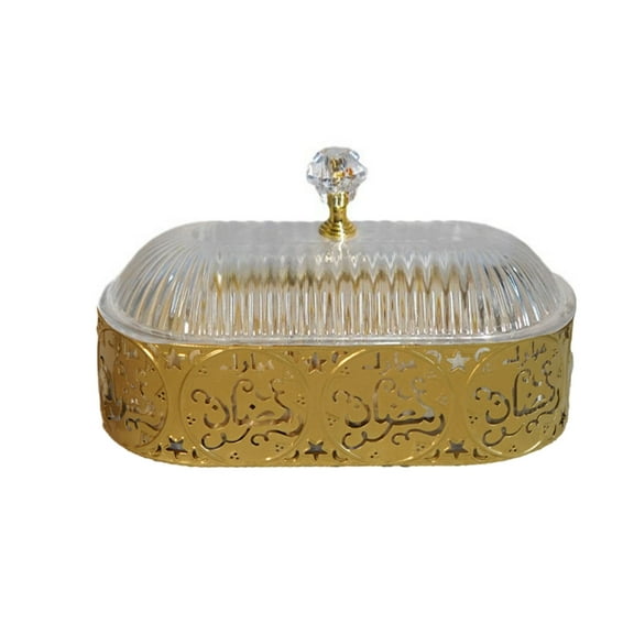 Aurgiarme Middle Eastern Dessert Tray Metal Food Ramadans Plate Iron Snacks Candy Serving Dish Muslims Holiday Desktop Decoration