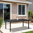 thumbnail image 5 of Rectangular Outdoor Dining Table for 8 People, Black Tempered Glass Top with Rustproof Powder-Coated Aluminum Frame, 70.9" x 31.5" x 28.3" for Patio, Garden and Backyard, 5 of 5