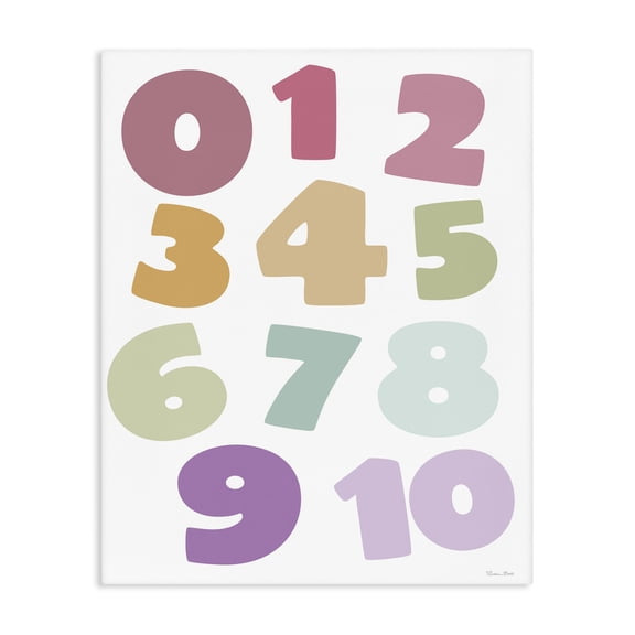 Stupell Industries Modern Muted Counting Numbers Canvas Art, 16 x 20, by Susan Ball